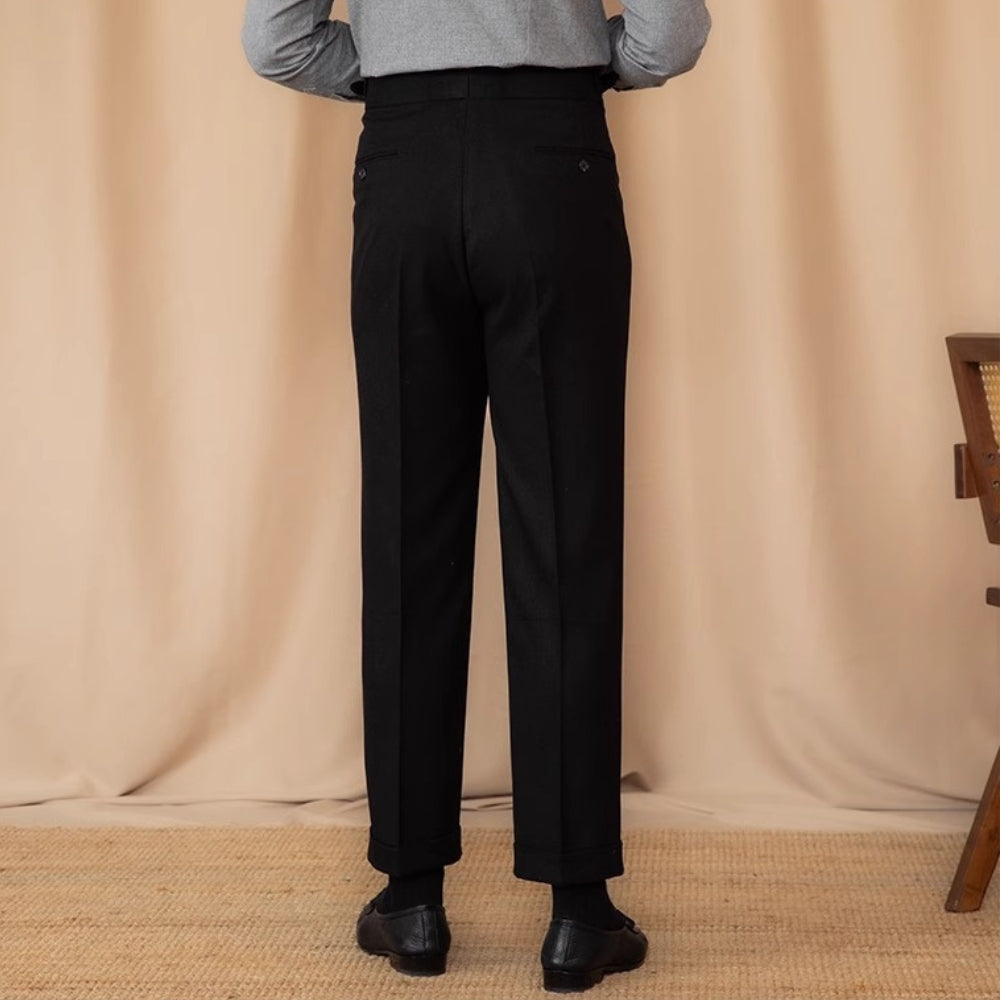 Old Money Adjustable Buckle High Waist Straight Suit Pants