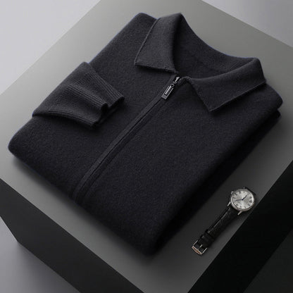 Old Money Woolen Cashmere Lapel Collar Cardigan