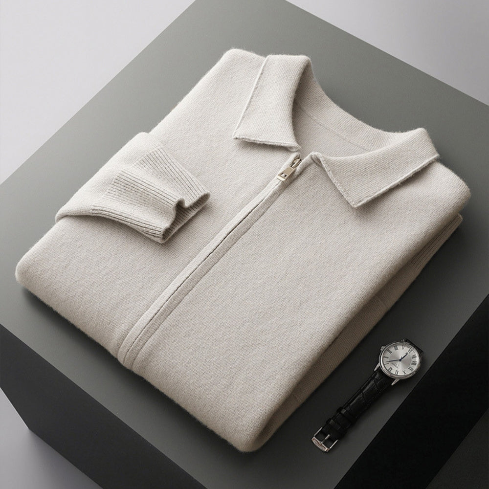 Old Money Woolen Cashmere Lapel Collar Cardigan