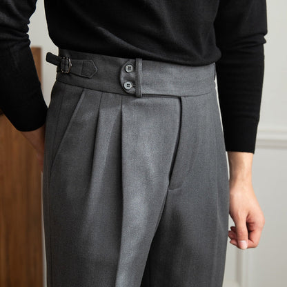 Old Money Herringbone Casual Warm Pants