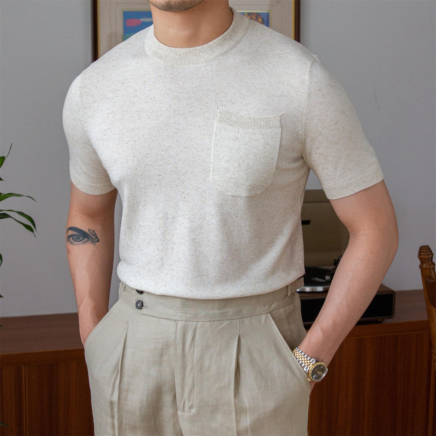 Old Money Knitted Linen Blend T-Shirt