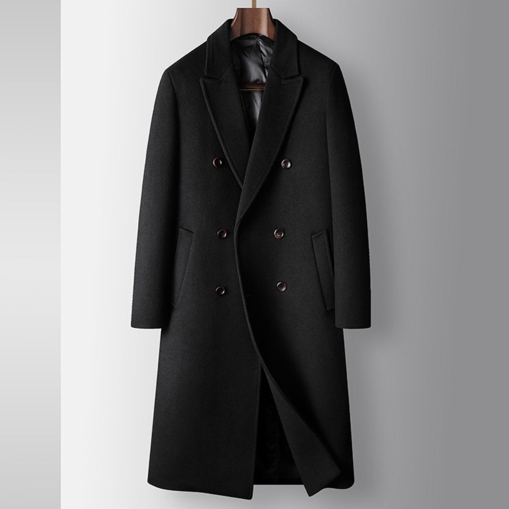 Old Money Double-Breasted Wool Windbreaker Coat