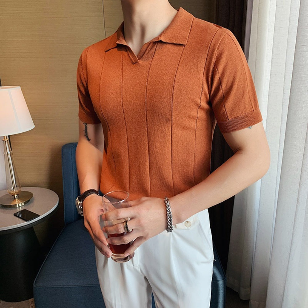 Old Money V-Neck Ice Silk POLO T-Shirt