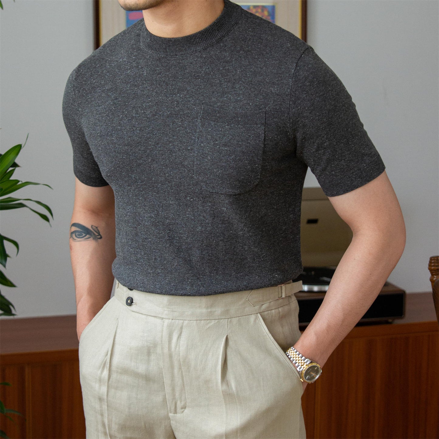 Old Money Knitted Linen Blend T-Shirt