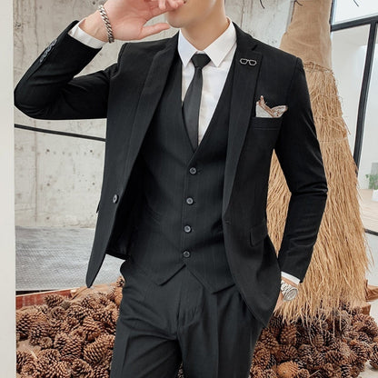 Old Money Classic Three-Piece Business Suit