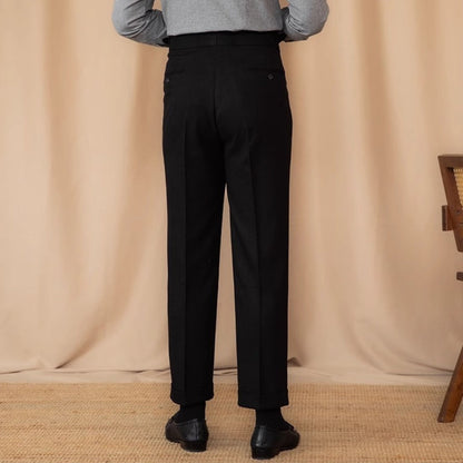 Old Money Adjustable Buckle High Waist Straight Suit Pants