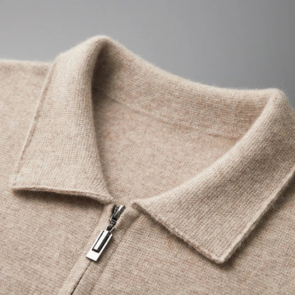 Old Money Men's Cashmere Knitted Zip-Through Jacket