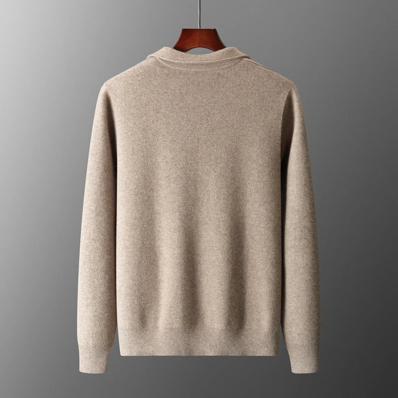 Old Money Men's Cashmere Knitted Zip-Through Jacket