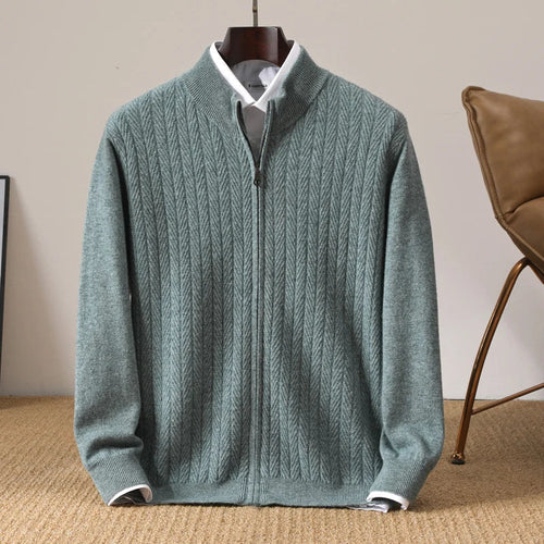 Old Money 100% Merino Wool Full Zip Jumper