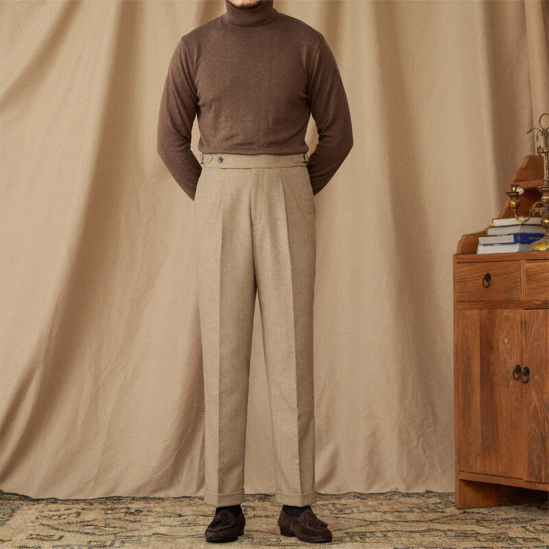 Shiny Wool Trousers