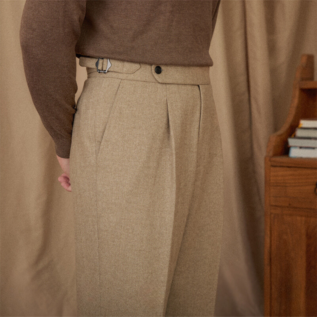 Shiny Wool Trousers