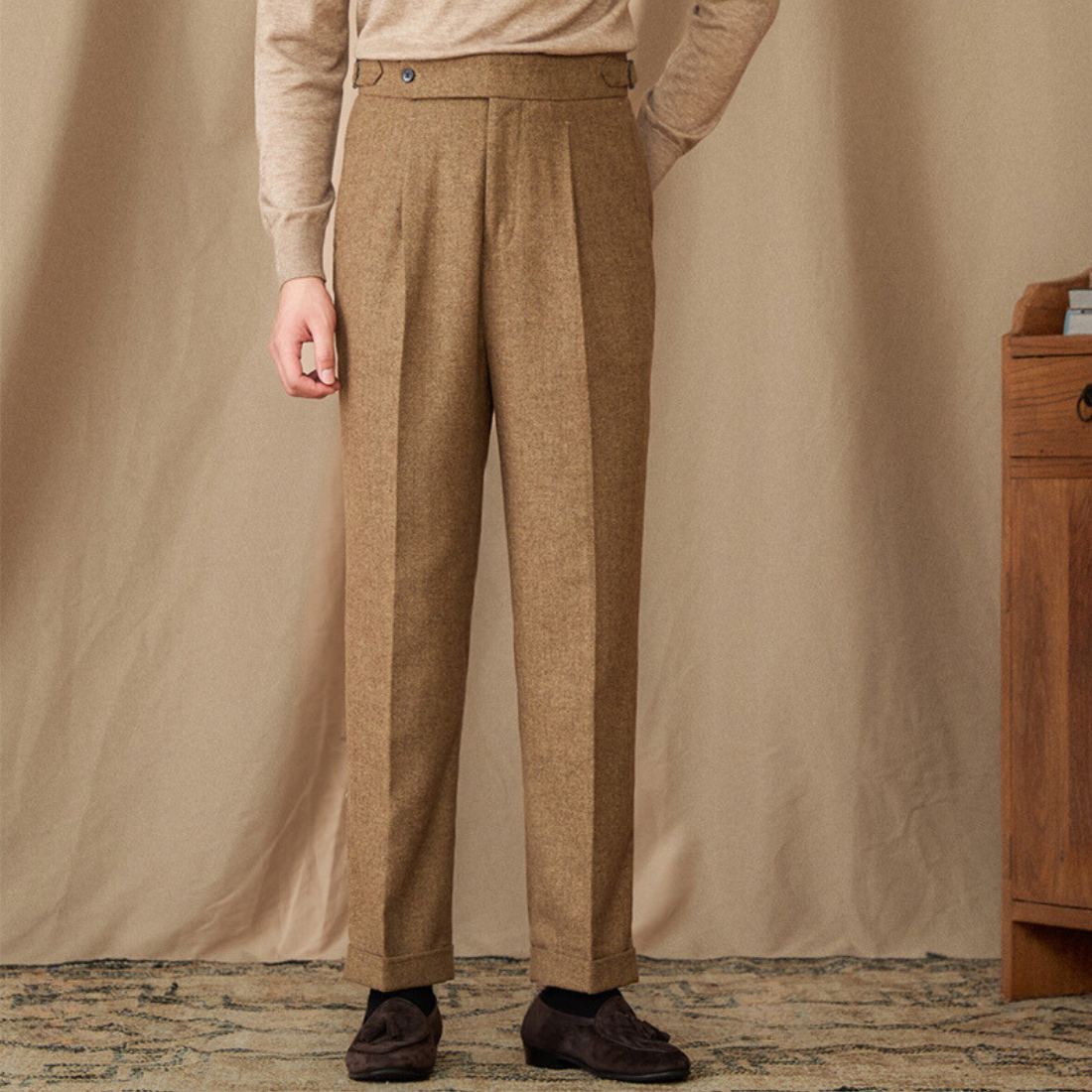 Shiny Wool Trousers