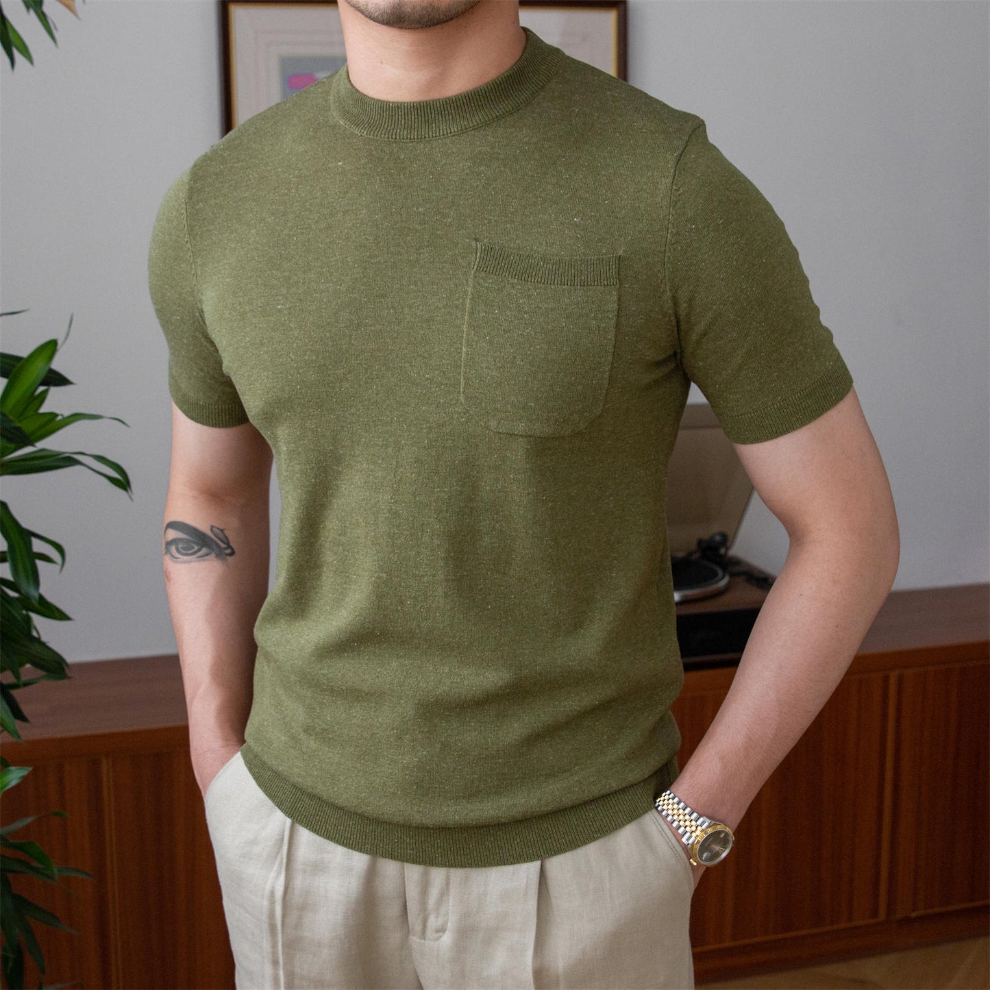 Old Money Knitted Linen Blend T-Shirt