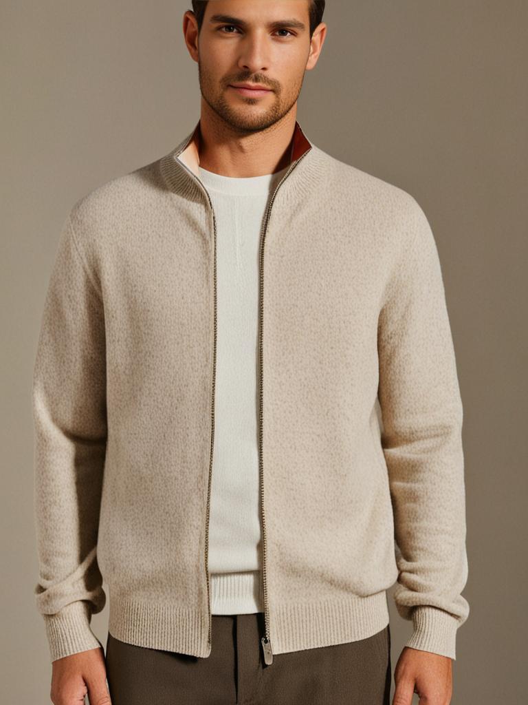 Old Money Men's Cashmere Zip Jacket