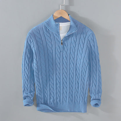 Old Money Half-zip Cable-knit sweater